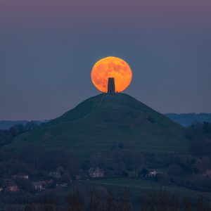 Moonrise at Glastonbury Tor