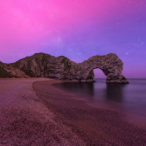 The Aurora Borealis at Durdle Door, Dorset - copyright James Loveridge Photography